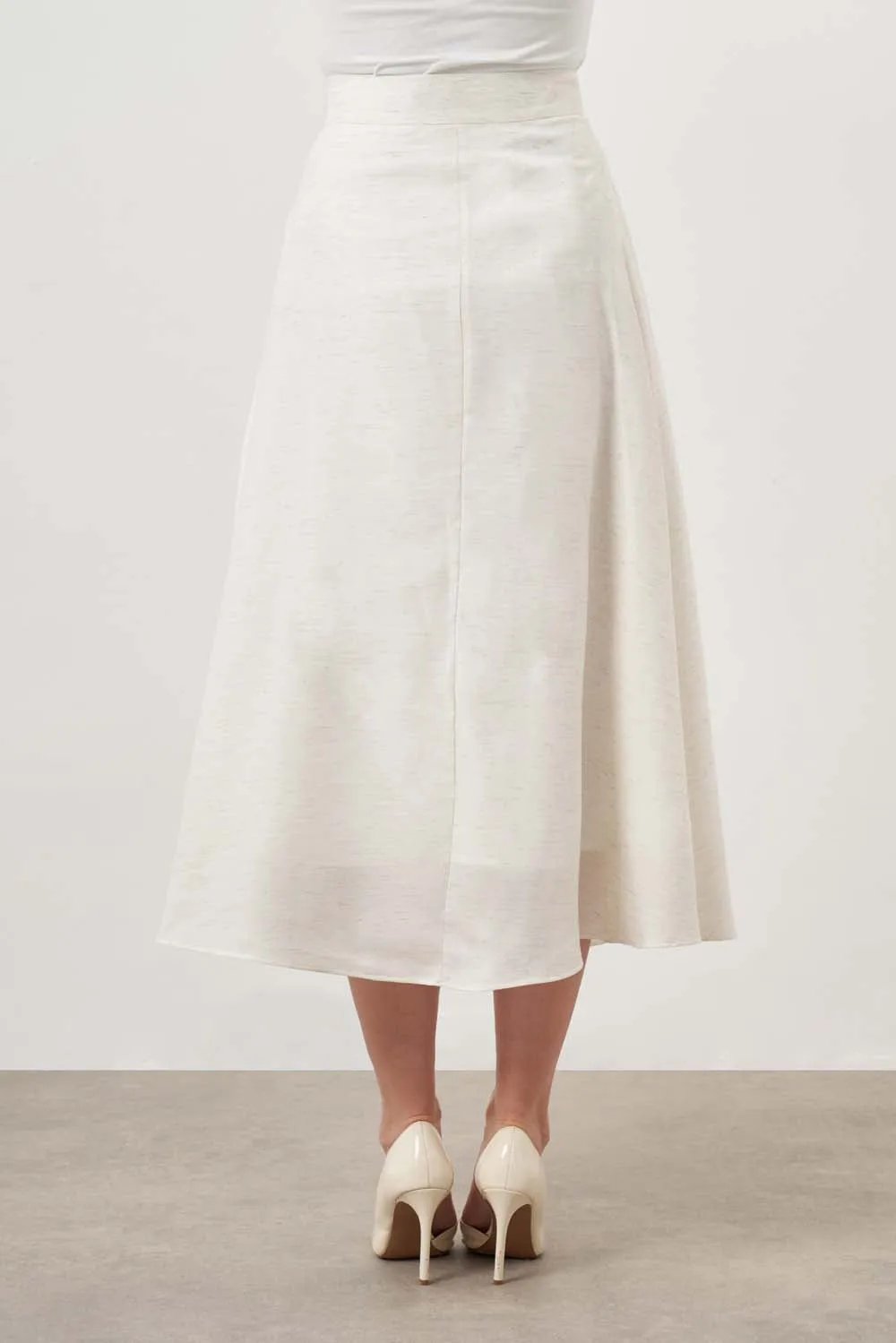 #1 Best Seller: Mizalle Midi Skirt Ecru Apparel  Last Chance!