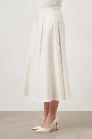 #1 Best Seller: Mizalle Midi Skirt Ecru Apparel  Last Chance!