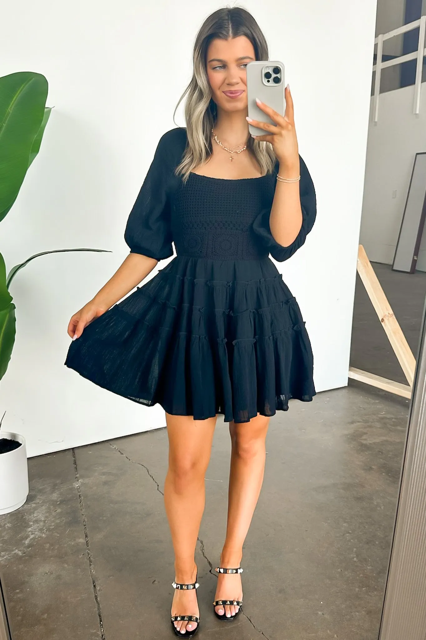 Adoring Desire Puff Sleeve Tiered Dress - FINAL SALE