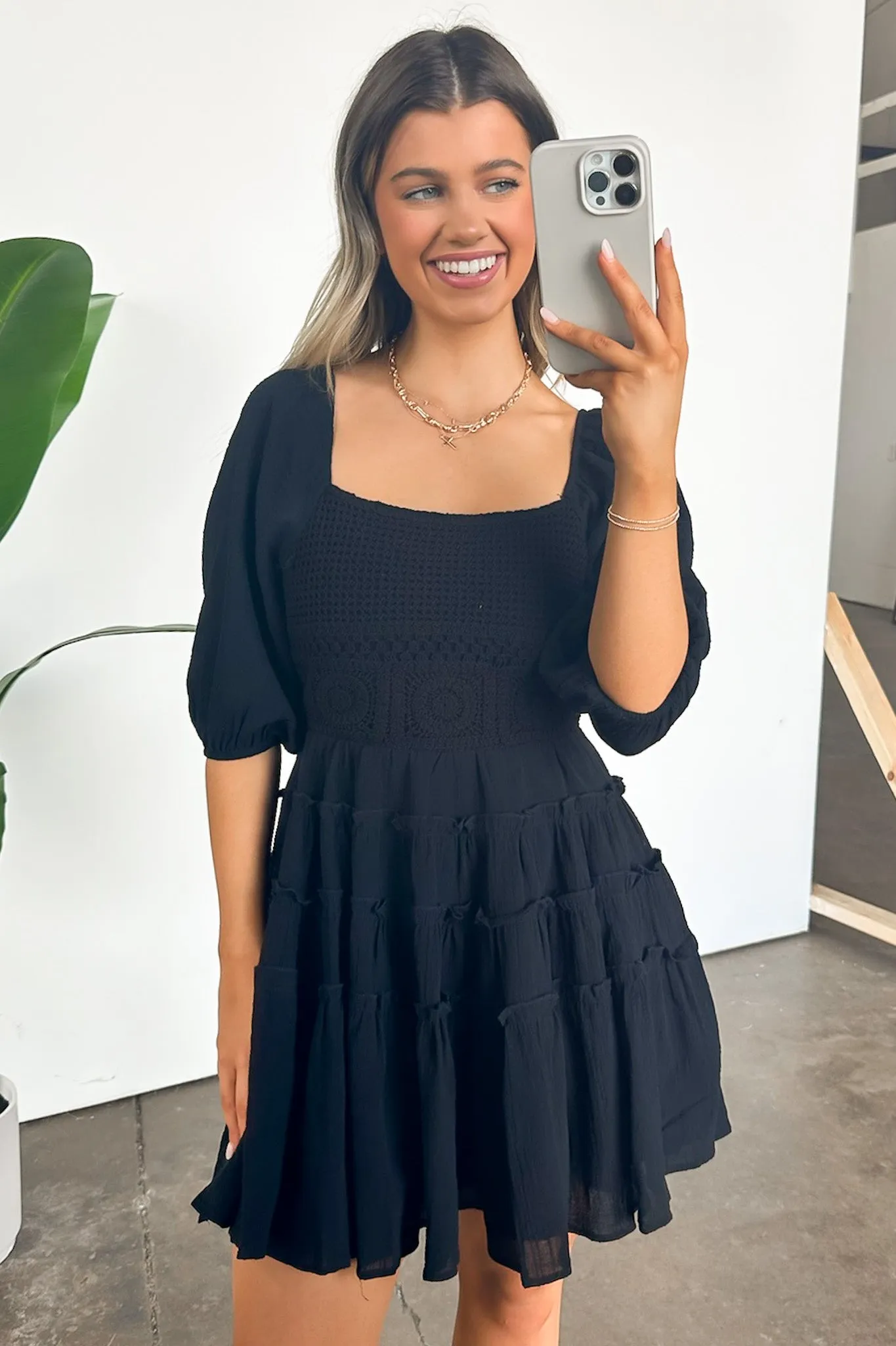 Adoring Desire Puff Sleeve Tiered Dress - FINAL SALE