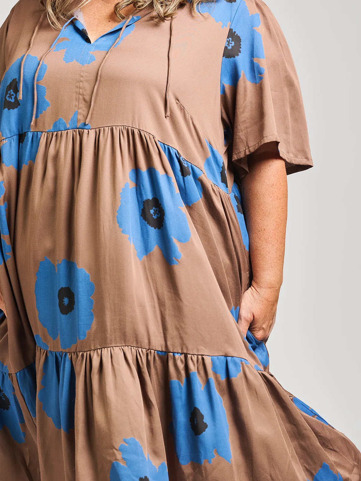 Affordable Luxury Adelaide Tiered Plus Size Mini Dress - Dark Oak  Going Fast!