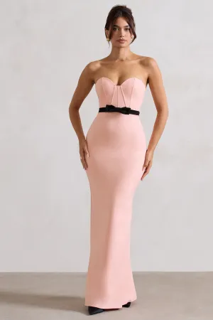 Albi | Pink Structured Strapless Corset Maxi Dress With Bow Club L London