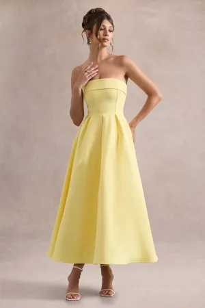 Annalise | Lemon Bandeau Skater Midi Dress Club L London