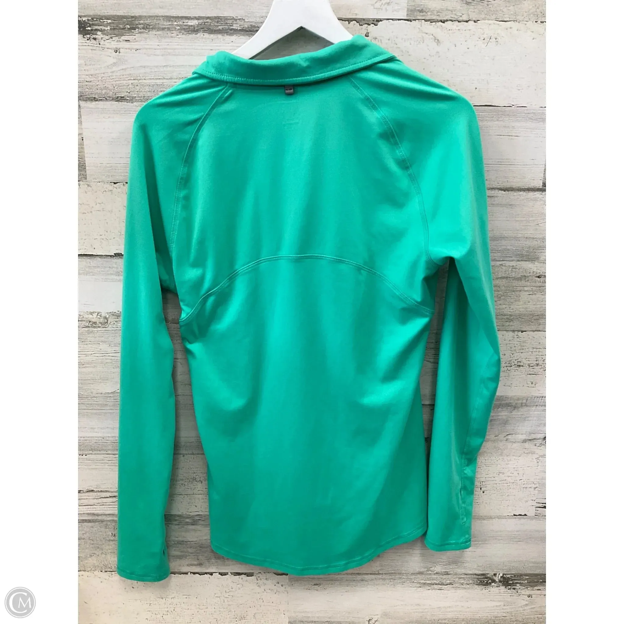 Athletic Top Long Sleeve Collar By Champion In Green, Size: M