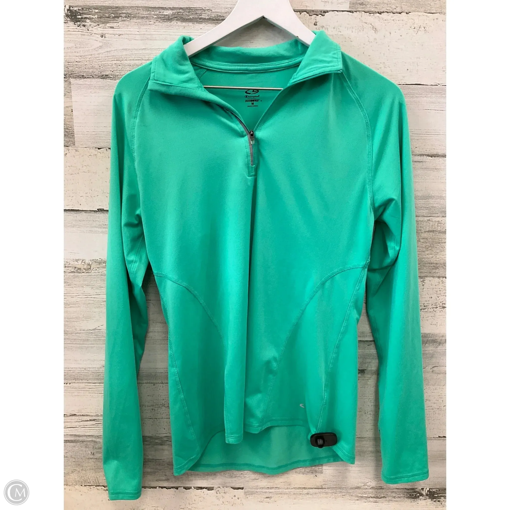 Athletic Top Long Sleeve Collar By Champion In Green, Size: M