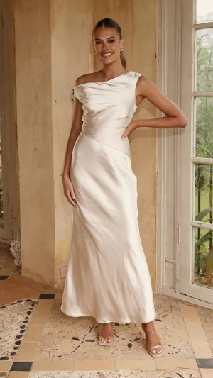 Auria Off Shoulder Maxi Dress - Champagne Billy J
