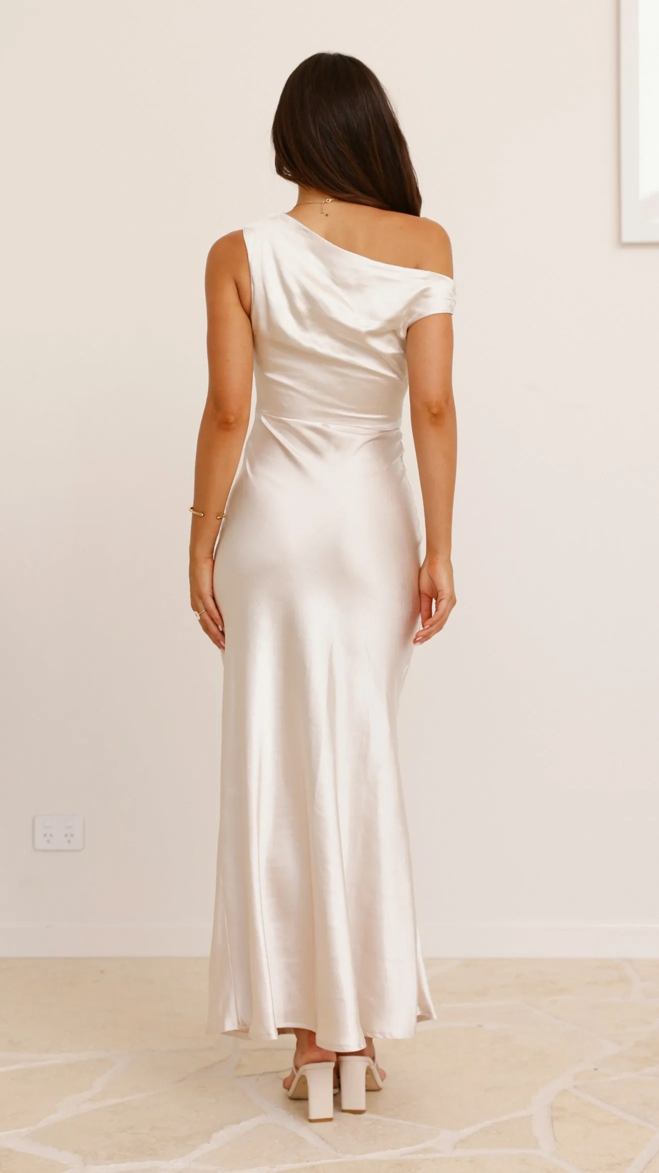 Auria Off Shoulder Maxi Dress - Champagne Billy J