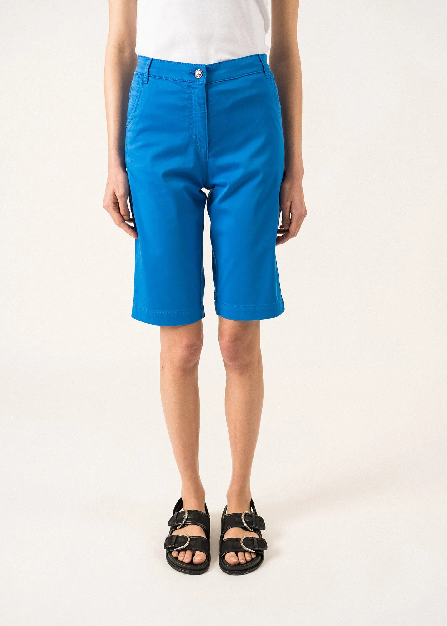 Bermuda droit uni Samantha - en coton lger (MER)