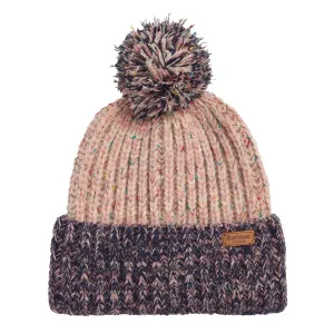 Best-Selling Barbour Norham Beanie Hat Pink Rust/Navy  Today Only!