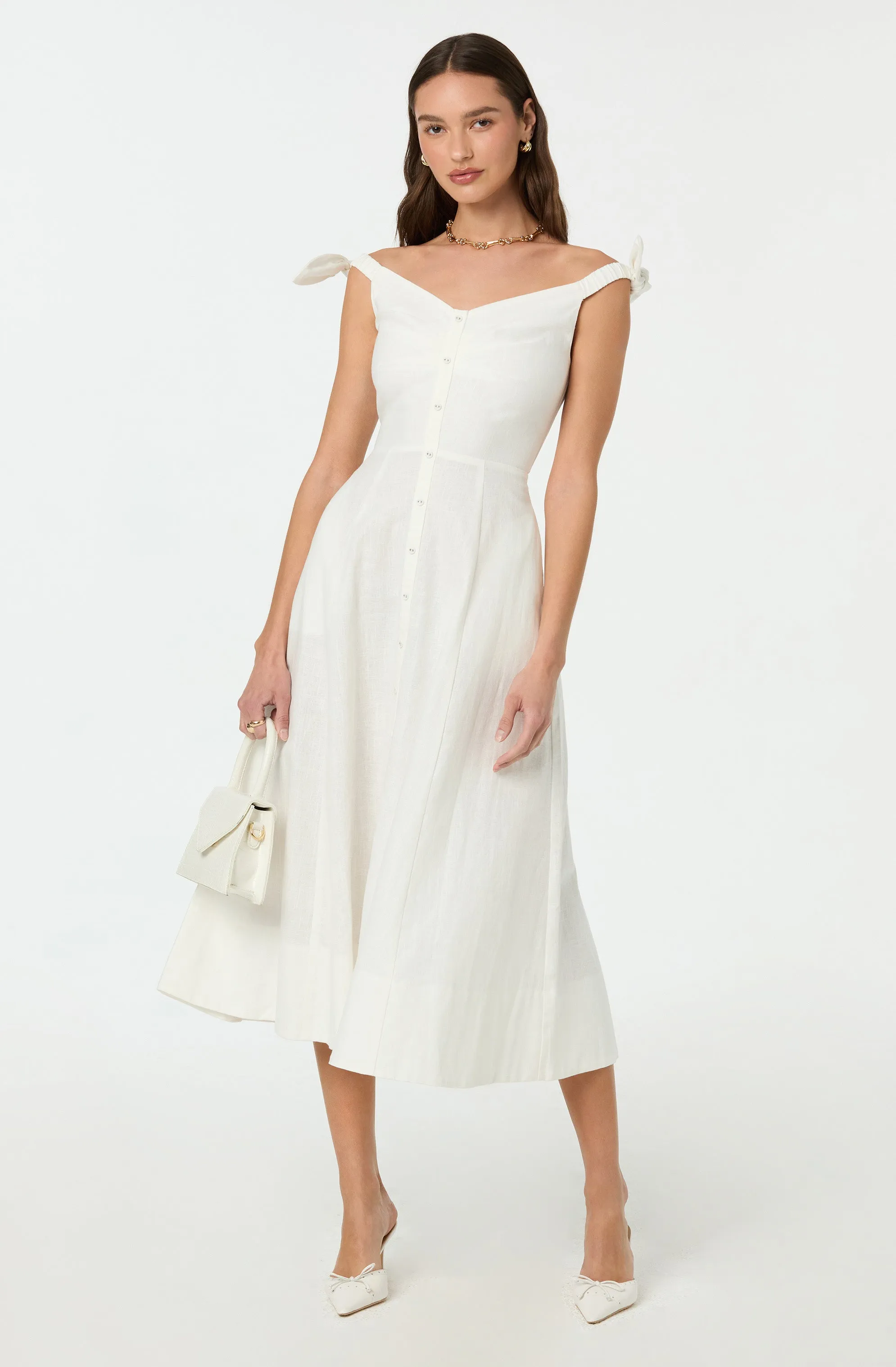 BestSelling Charelin Linen Off Shoulder Dress  Limited Availability!