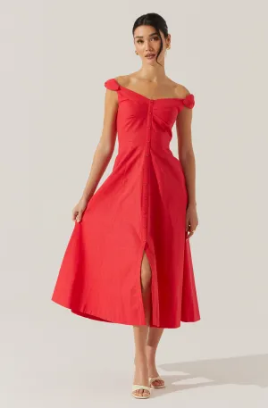 BestSelling Charelin Linen Off Shoulder Dress  Limited Availability!