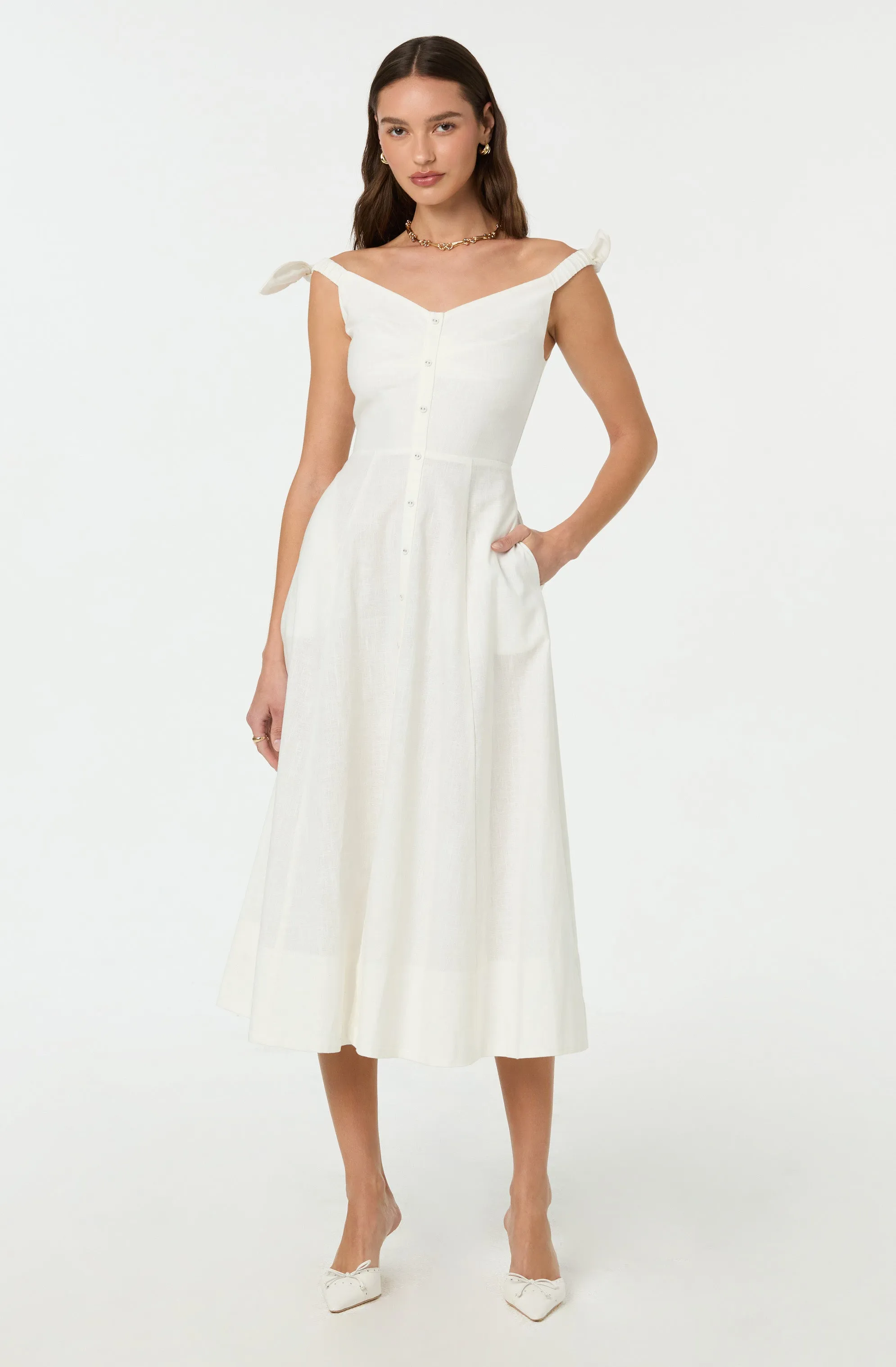 BestSelling Charelin Linen Off Shoulder Dress  Limited Availability!