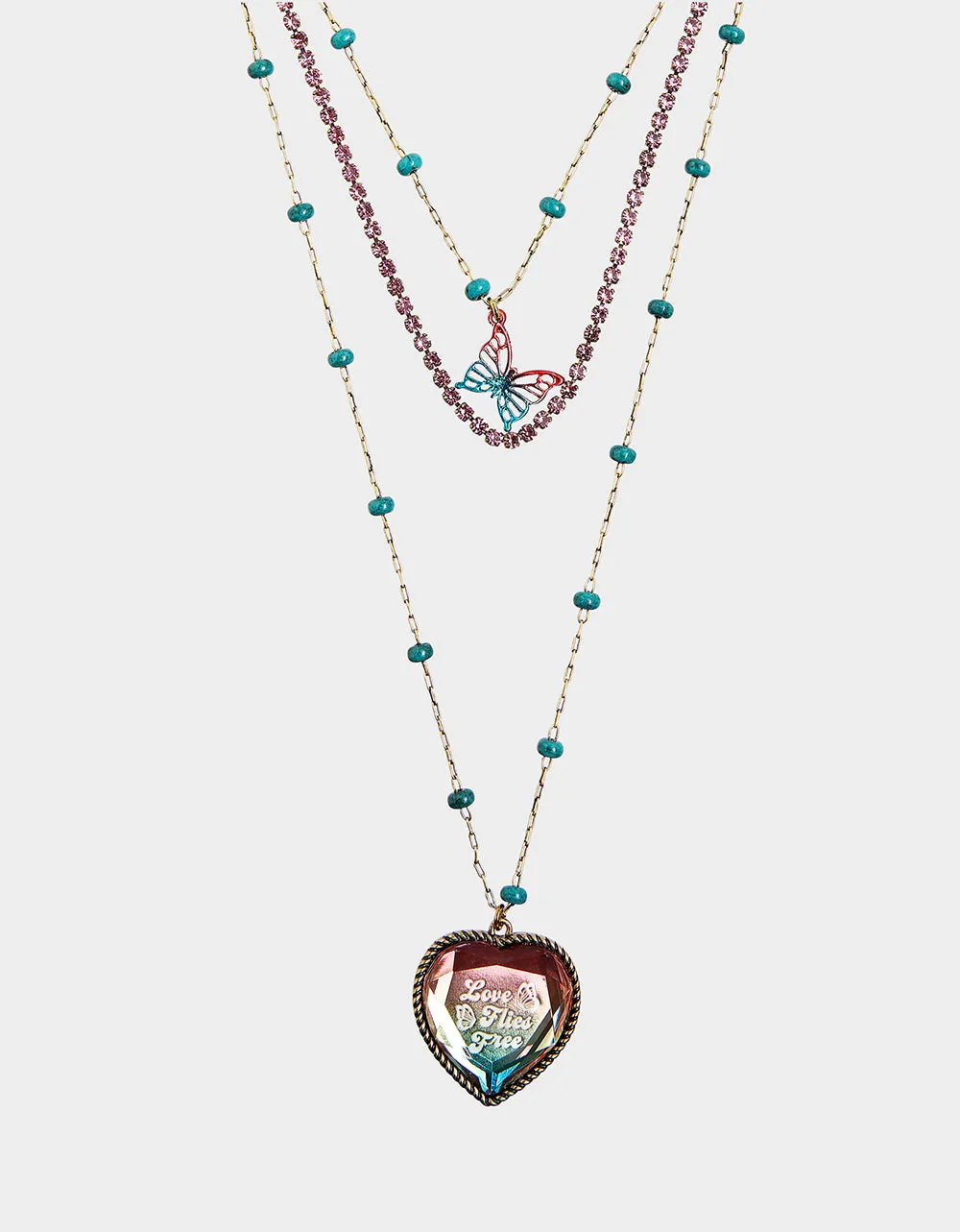BOHO BUTTERFLY MULTI ROW NECKLACE MULTI Betsey Johnson