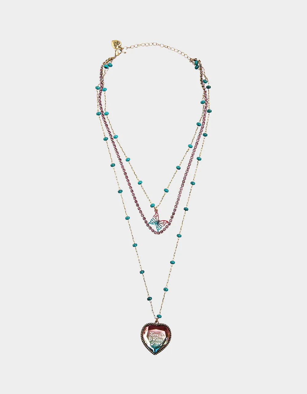 BOHO BUTTERFLY MULTI ROW NECKLACE MULTI Betsey Johnson