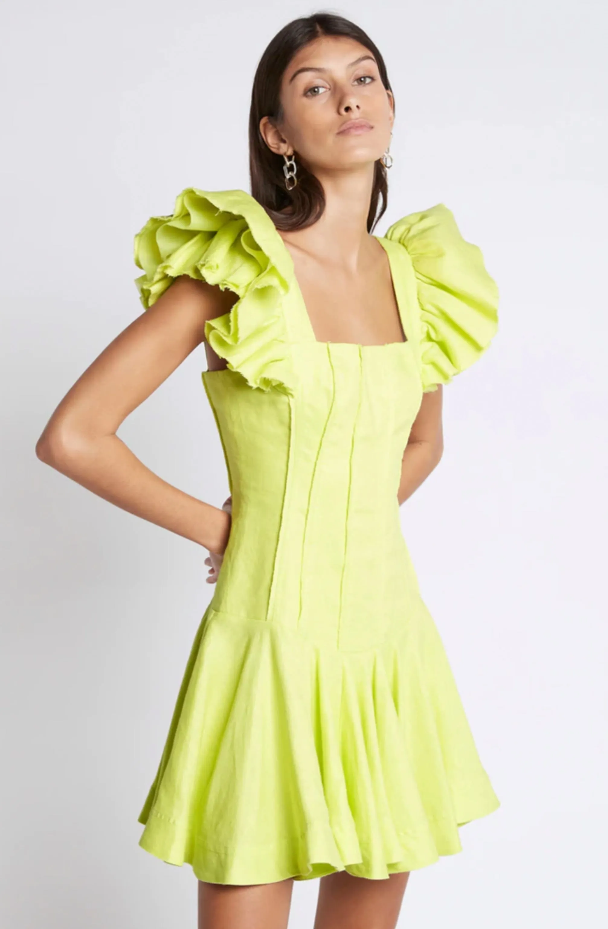 Breathless Frill Sleeve Mini Dress by Aje