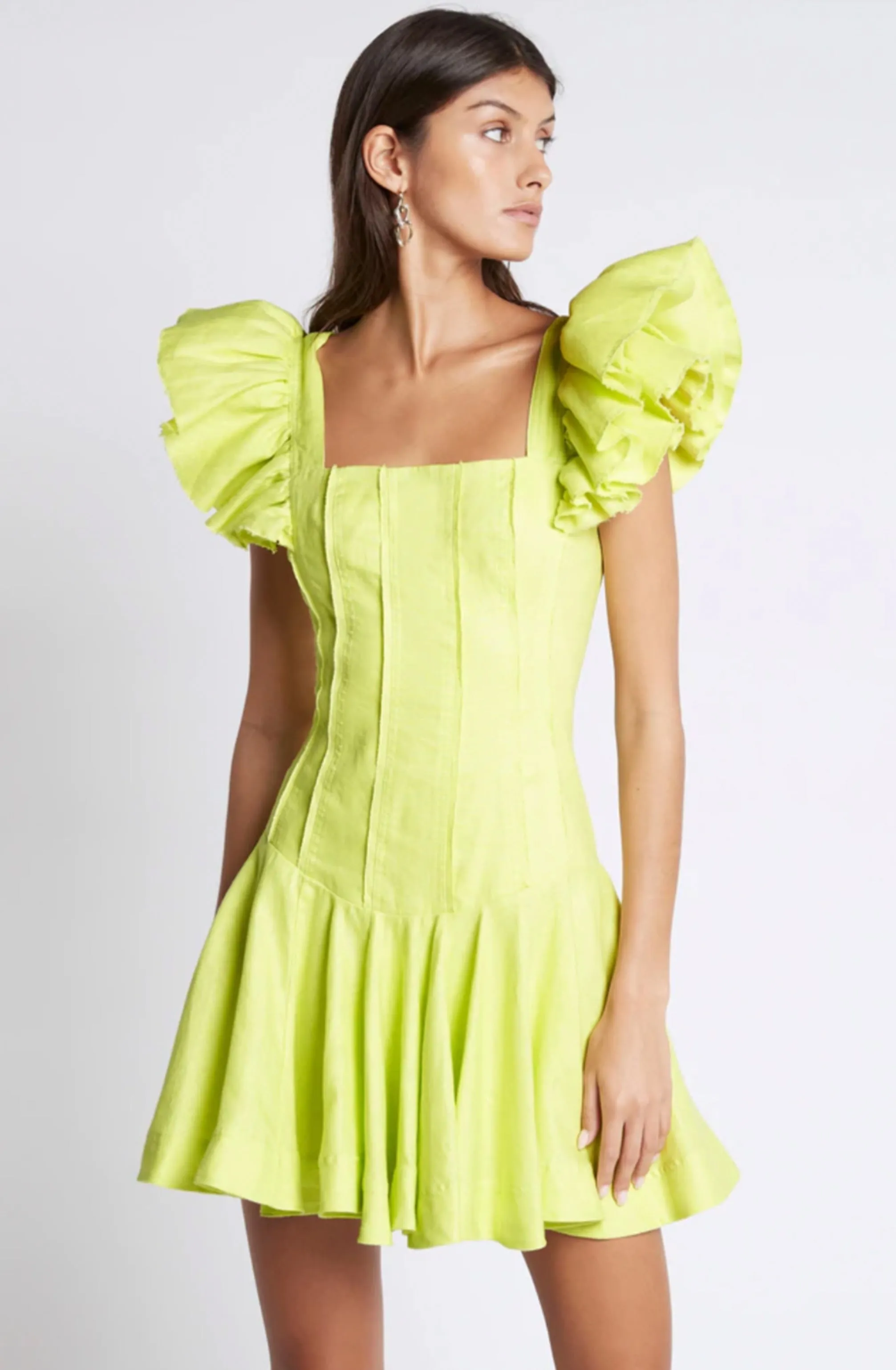 Breathless Frill Sleeve Mini Dress by Aje
