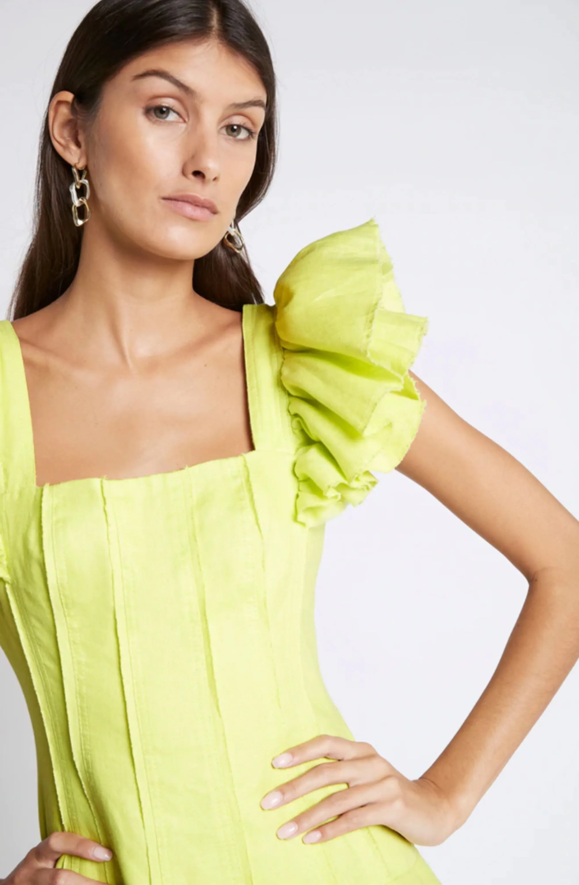 Breathless Frill Sleeve Mini Dress by Aje