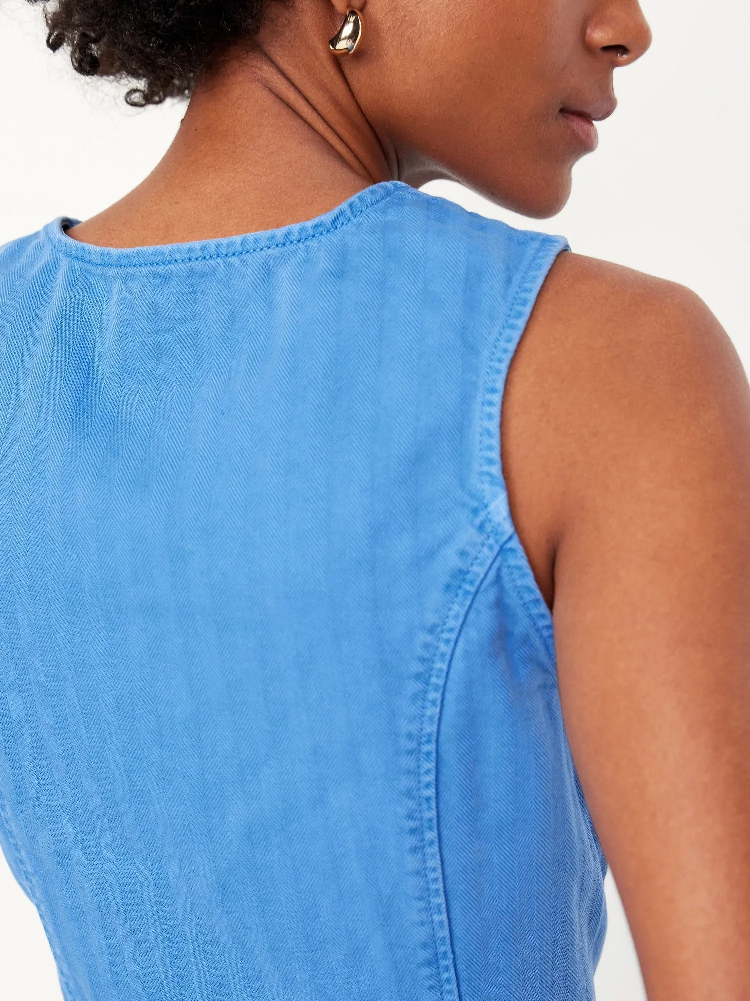Button-Front Jean Vest