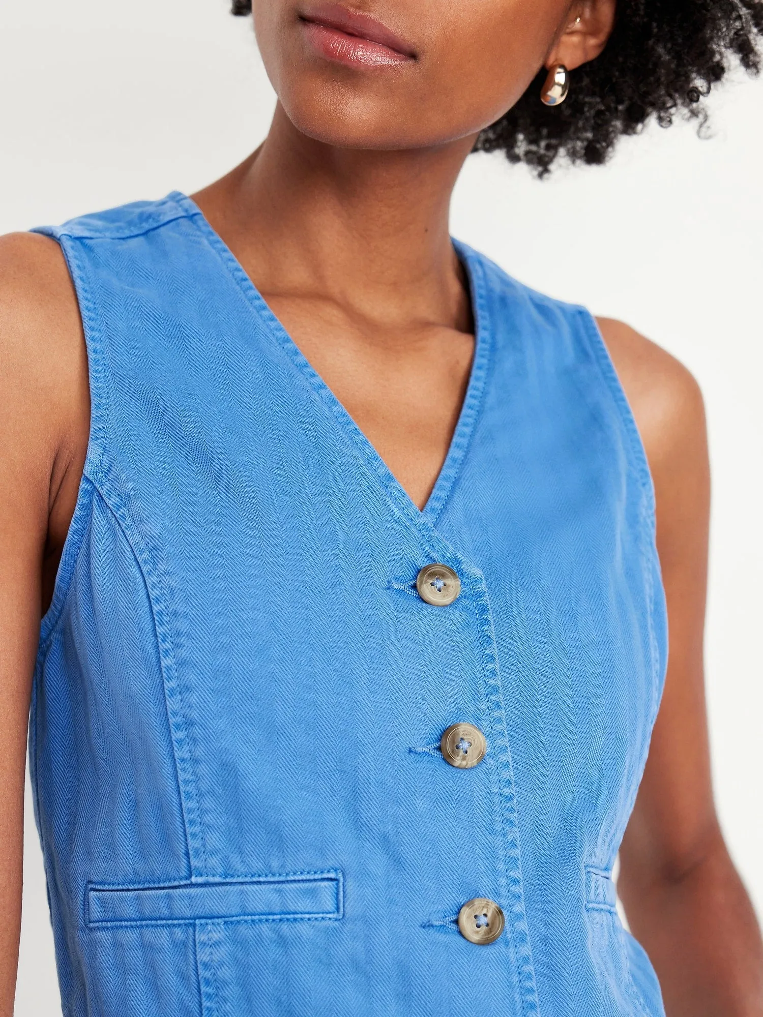 Button-Front Jean Vest