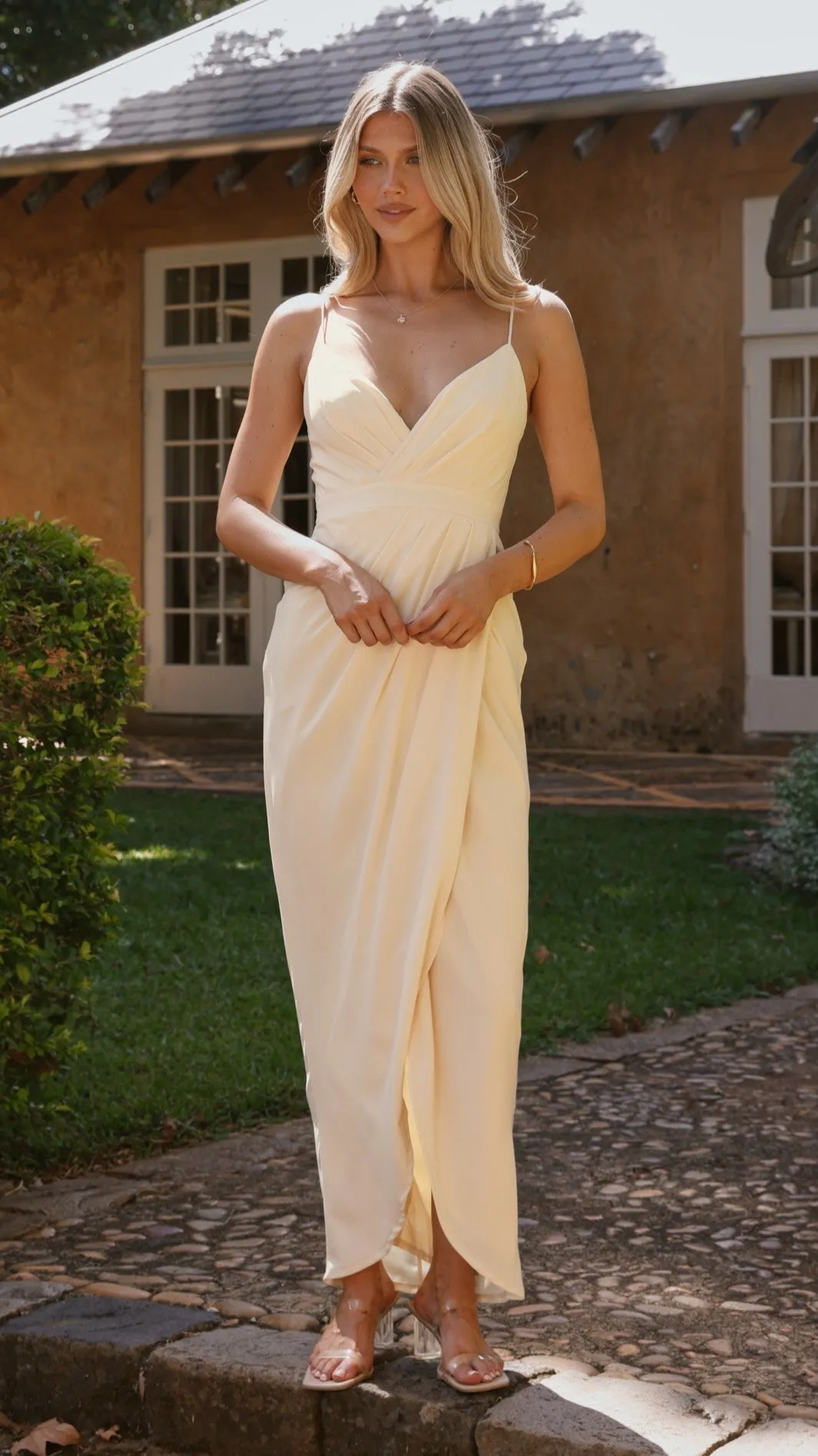 Charlotte Draped Maxi Dress - Yellow Billy J