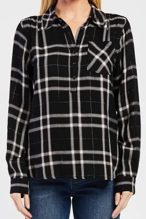 Clearance Price Brittina Long Sleeve Plaid Shirt  Ends Soon!