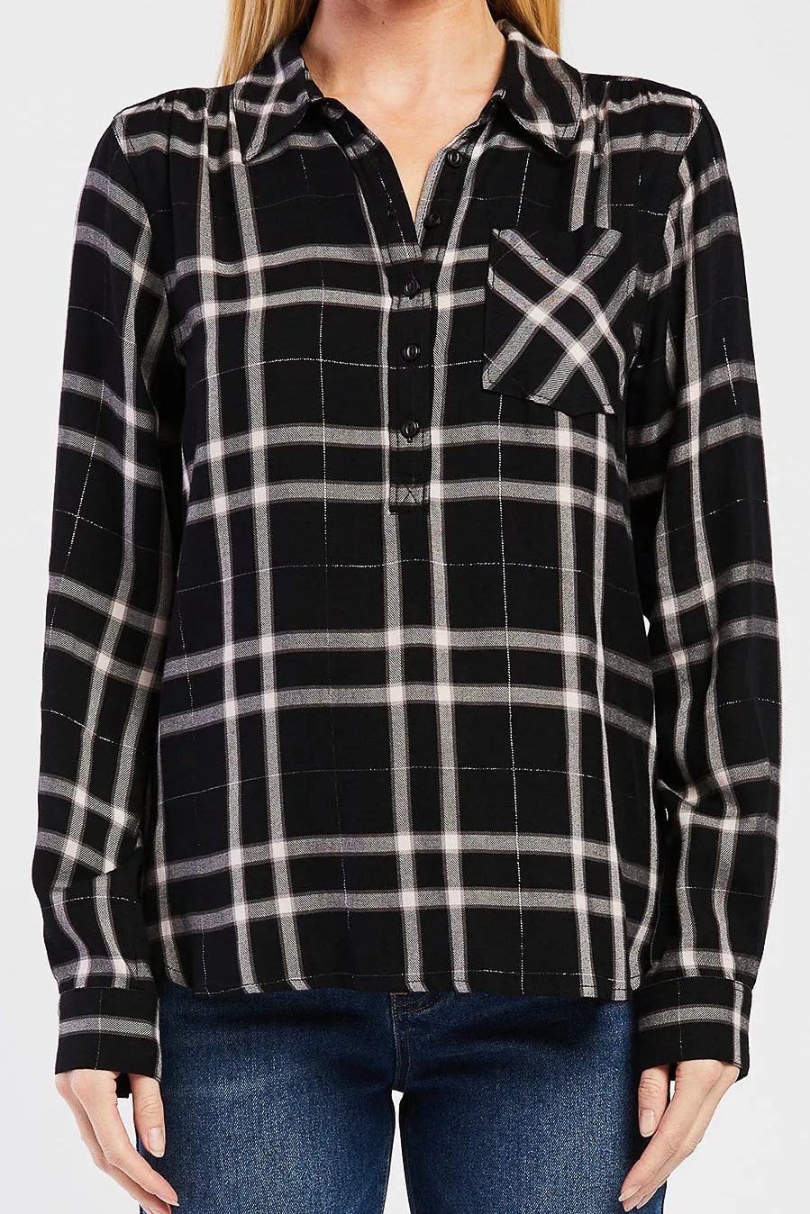 Clearance Price Brittina Long Sleeve Plaid Shirt  Ends Soon!