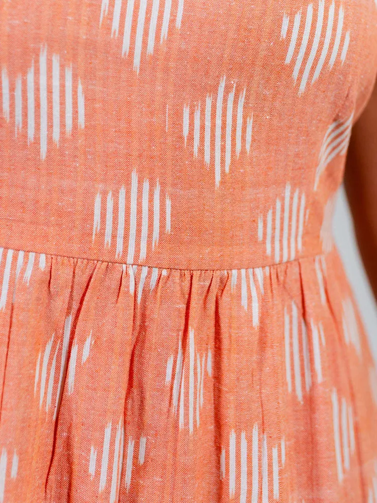 Clearance Price Provence Midi Dress - Peach Ikat  Limited Availability!