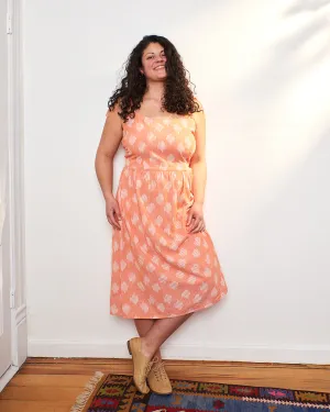 Clearance Price Provence Midi Dress - Peach Ikat  Limited Availability!
