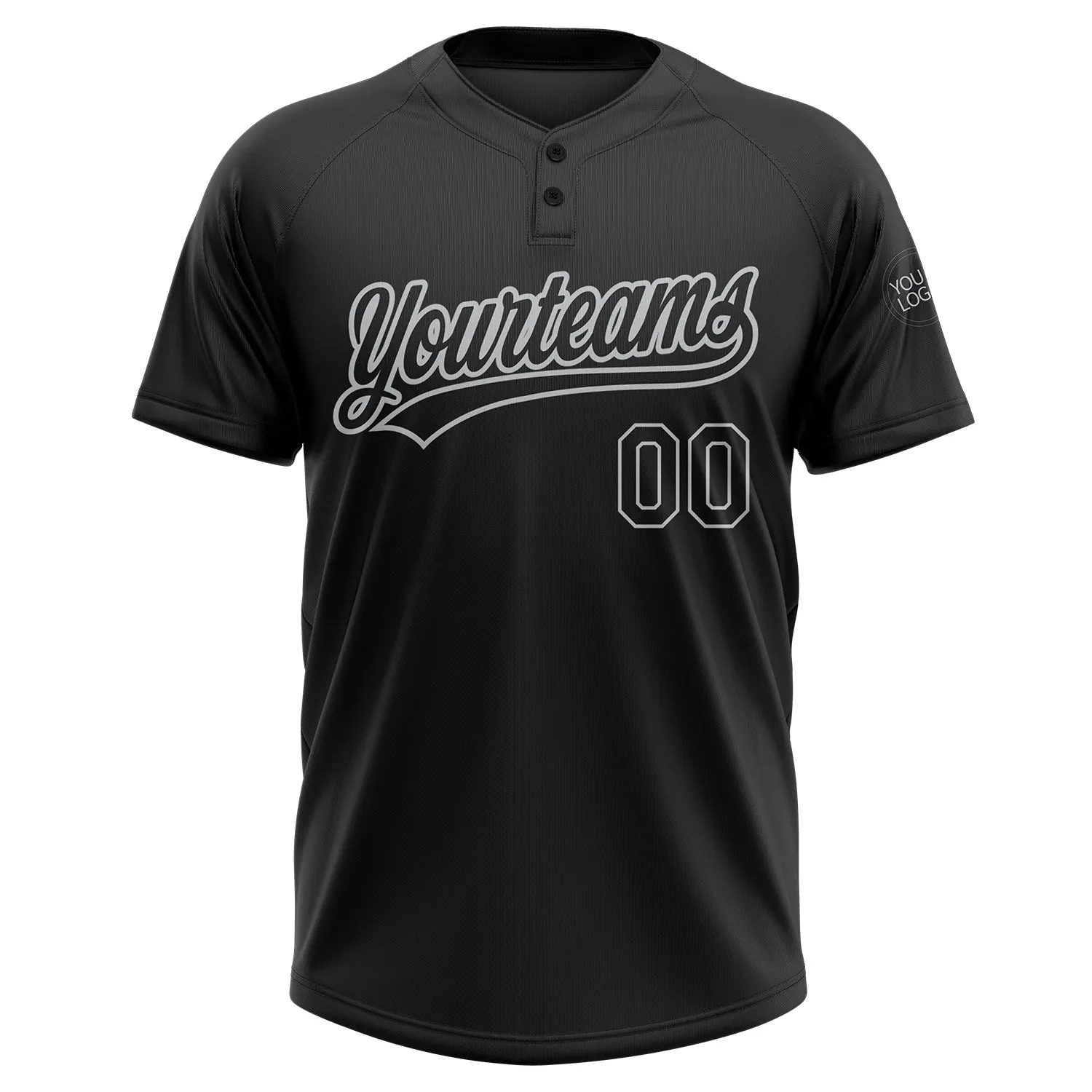Custom Black Black-Gray Two-Button Unisex Softball Jersey FansIdea
