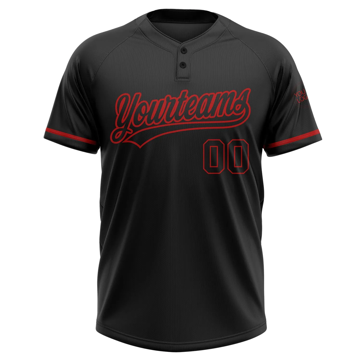Custom Black Black-Red Two-Button Unisex Softball Jersey FansIdea