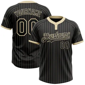 Custom Black Cream Pinstripe Cream Two-Button Unisex Softball Jersey FansIdea