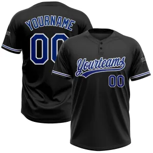 Custom Black Royal-White Two-Button Unisex Softball Jersey FansIdea