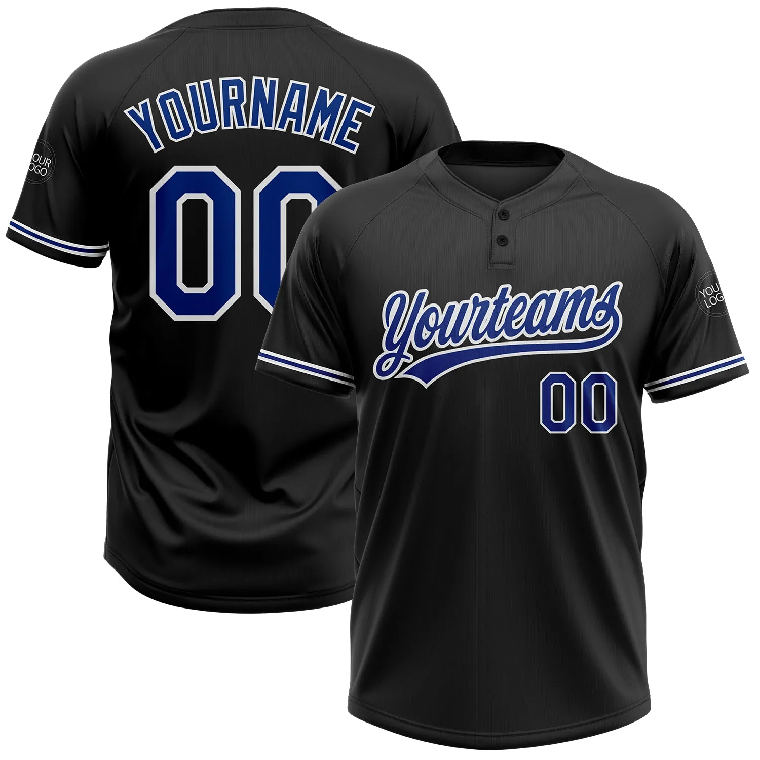 Custom Black Royal-White Two-Button Unisex Softball Jersey FansIdea