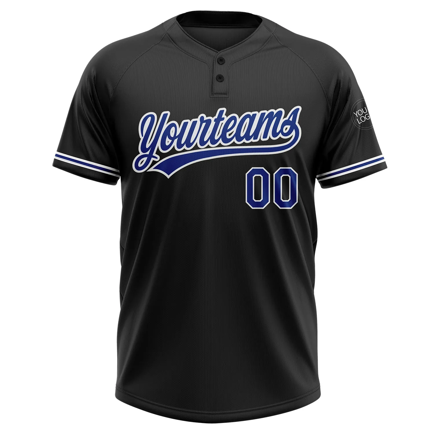Custom Black Royal-White Two-Button Unisex Softball Jersey FansIdea