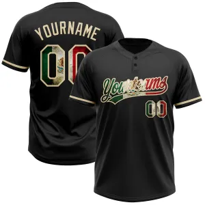 Custom Black Vintage Mexican Flag-City Cream Two-Button Unisex Softball Jersey FansIdea