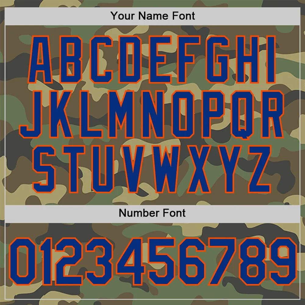 Custom Camo Royal-Orange Salute To Service Two-Button Unisex Softball Jersey FansIdea