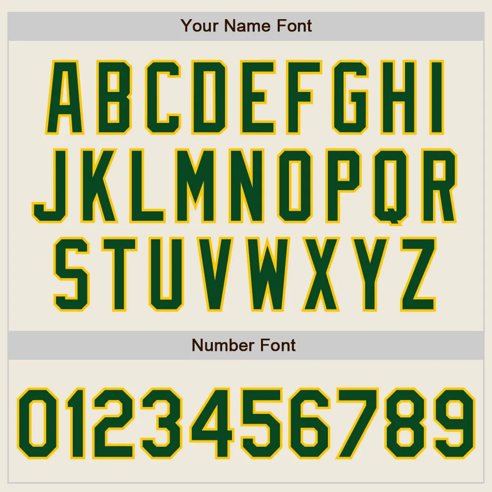 Custom Cream Green-Yellow Two-Button Unisex Softball Jersey FansIdea