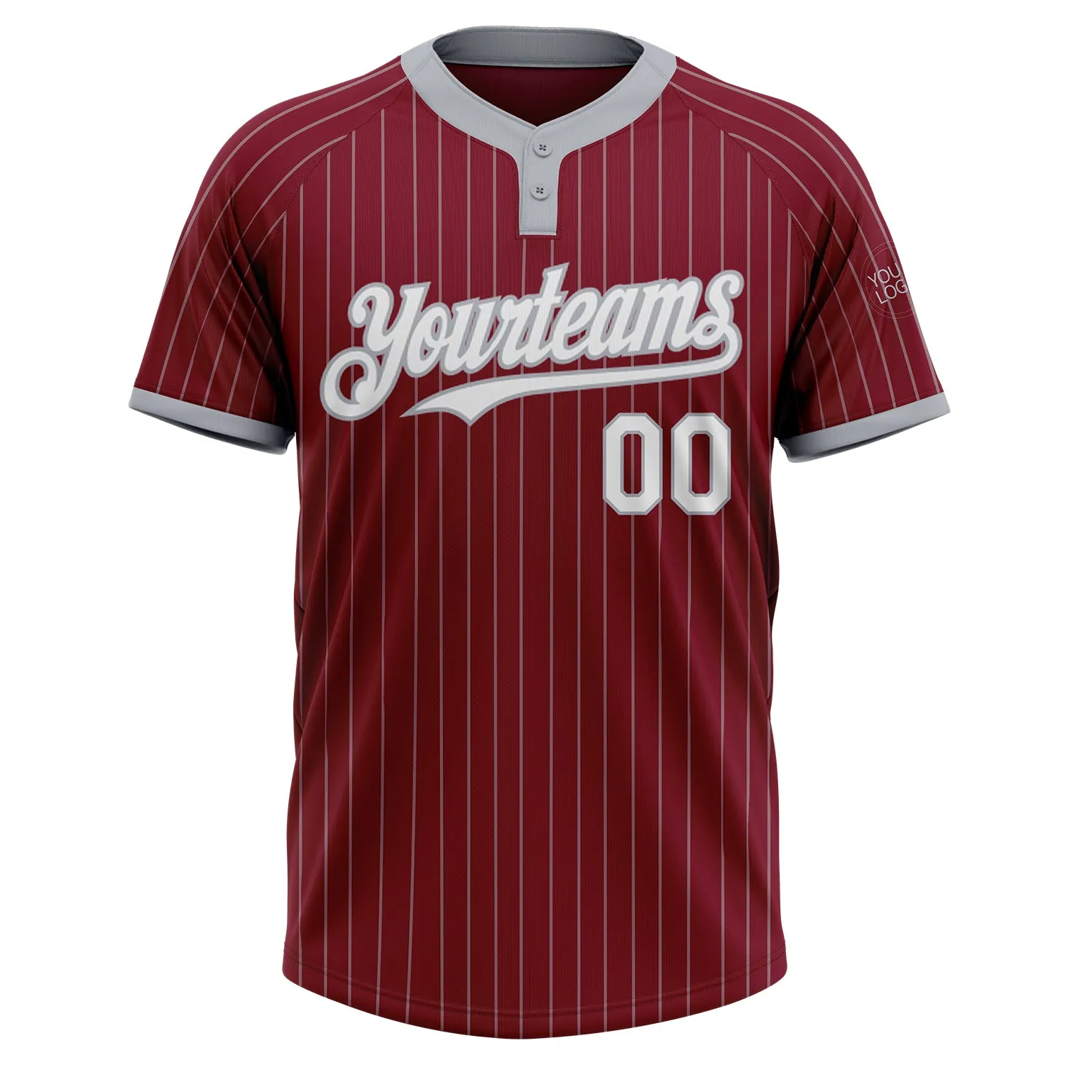 Custom Crimson Gray Pinstripe White Two-Button Unisex Softball Jersey FansIdea