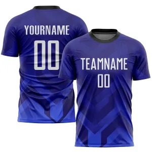 Custom Dark Purple White Royal-Navy Sublimation Soccer Uniform Jersey FansIdea