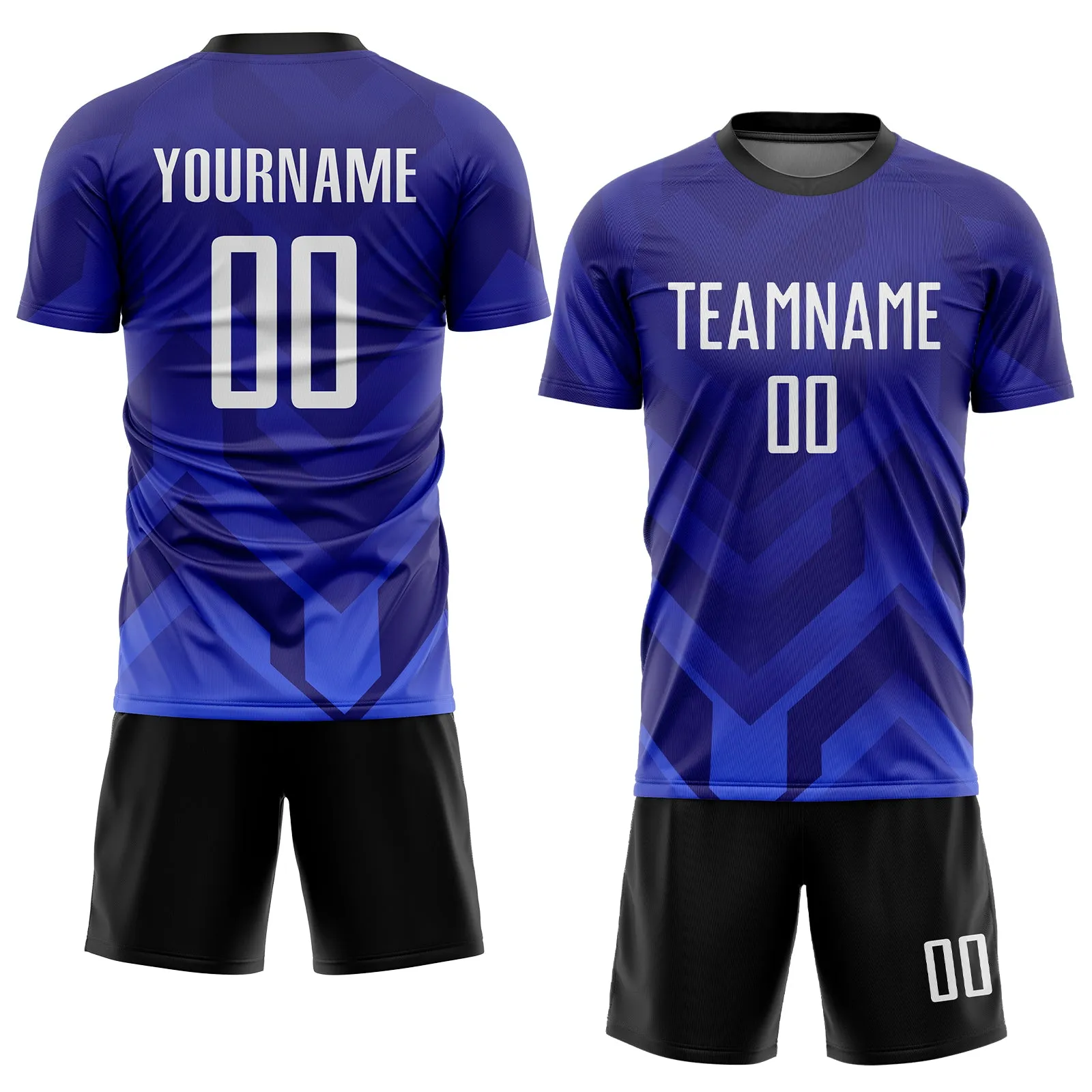 Custom Dark Purple White Royal-Navy Sublimation Soccer Uniform Jersey FansIdea