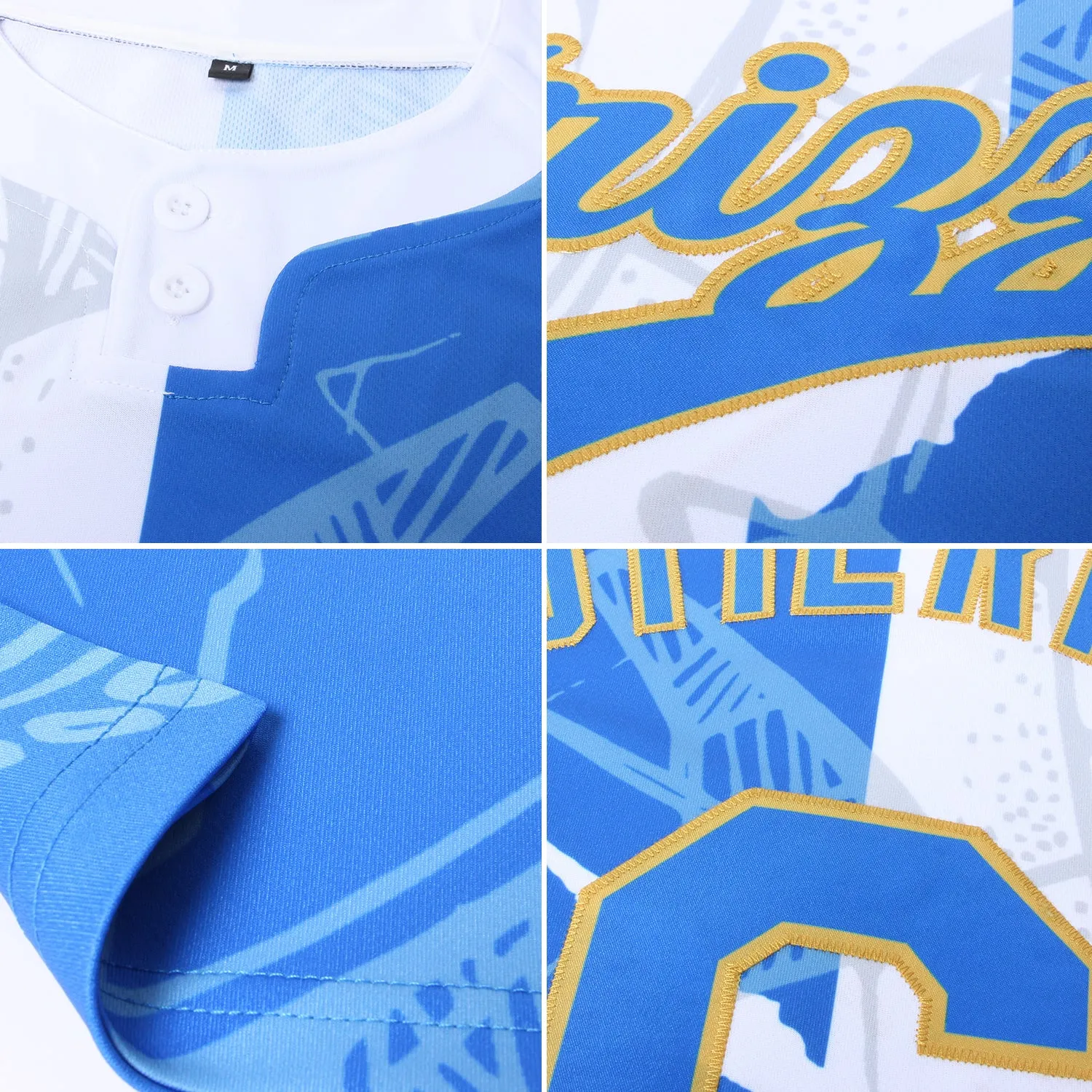 Custom Graffiti Pattern Royal-Old Gold 3D Two-Button Unisex Softball Jersey FansIdea