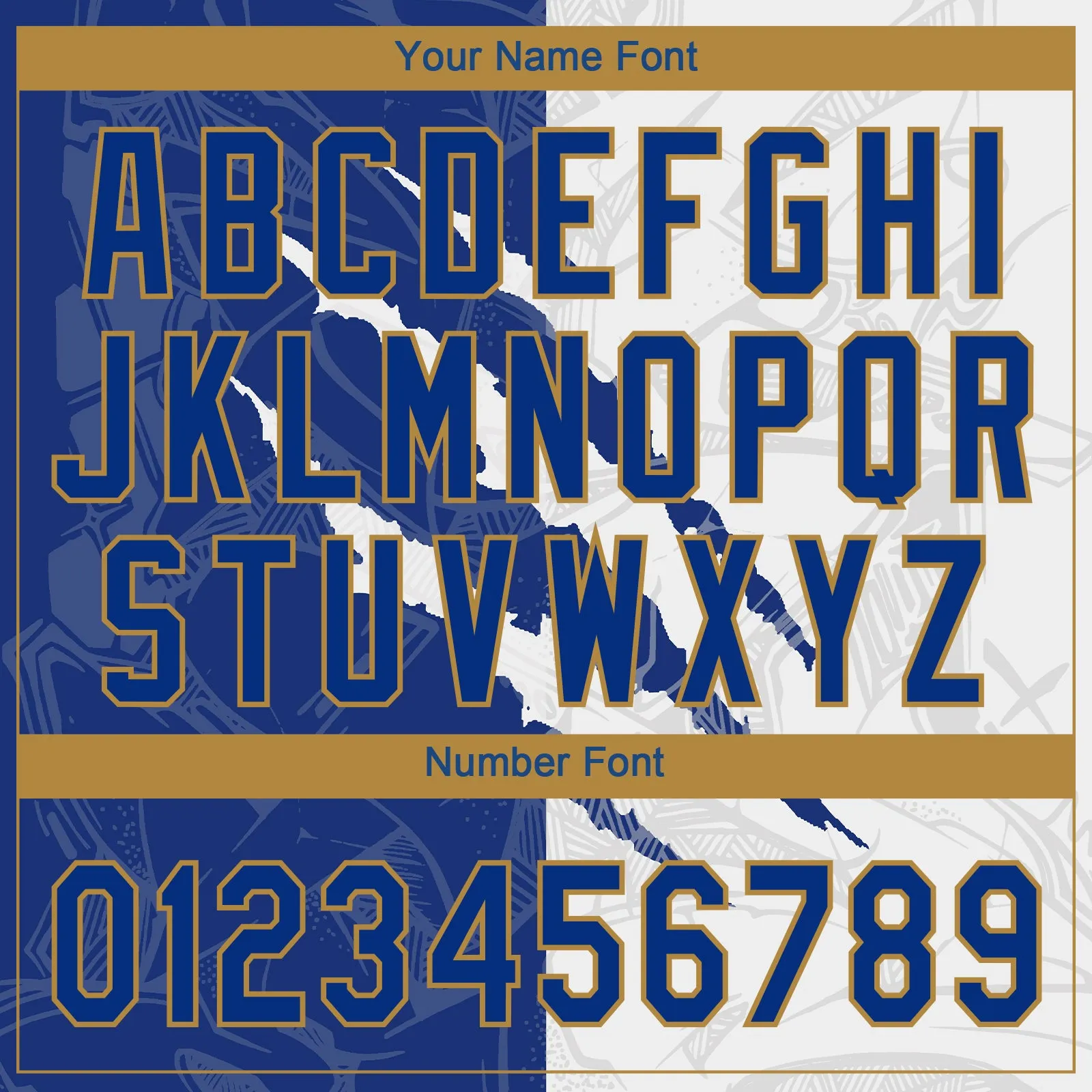 Custom Graffiti Pattern Royal-Old Gold 3D Two-Button Unisex Softball Jersey FansIdea