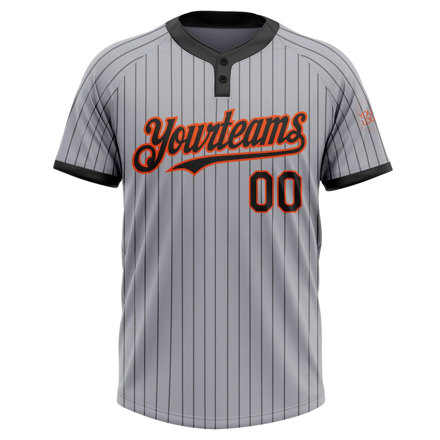 Custom Gray Black Pinstripe Orange Two-Button Unisex Softball Jersey FansIdea