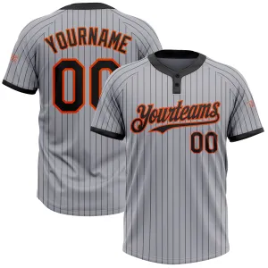 Custom Gray Black Pinstripe Orange Two-Button Unisex Softball Jersey FansIdea