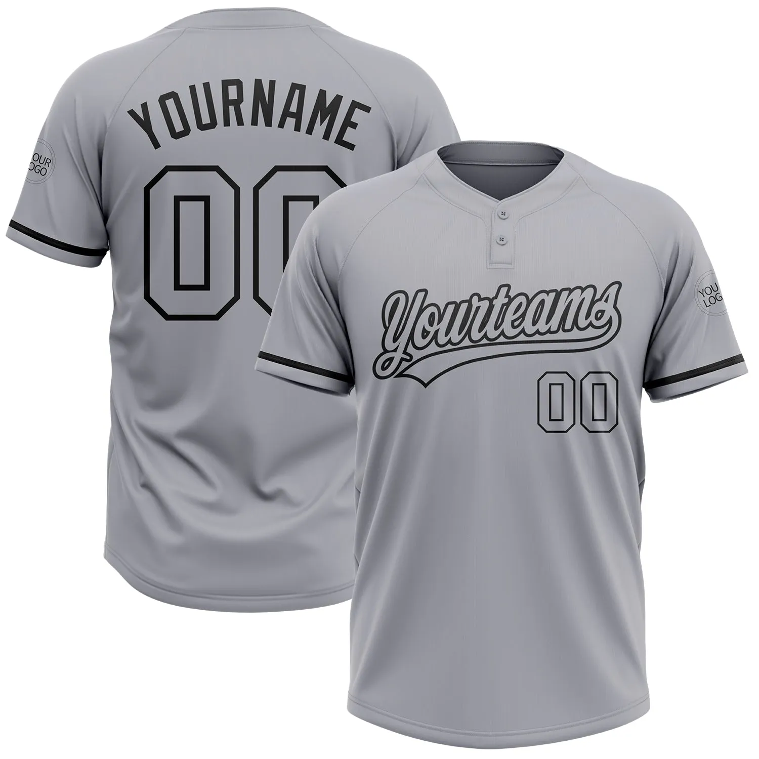 Custom Gray Black Two-Button Unisex Softball Jersey FansIdea