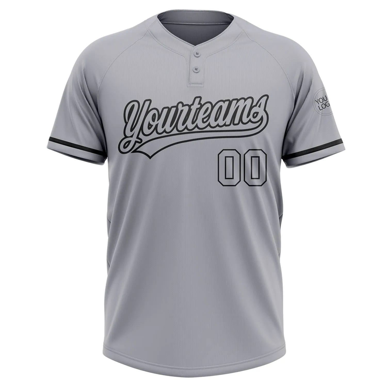 Custom Gray Black Two-Button Unisex Softball Jersey FansIdea