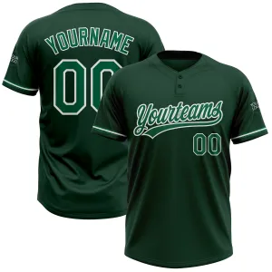 Custom Green Kelly Green-White Two-Button Unisex Softball Jersey FansIdea