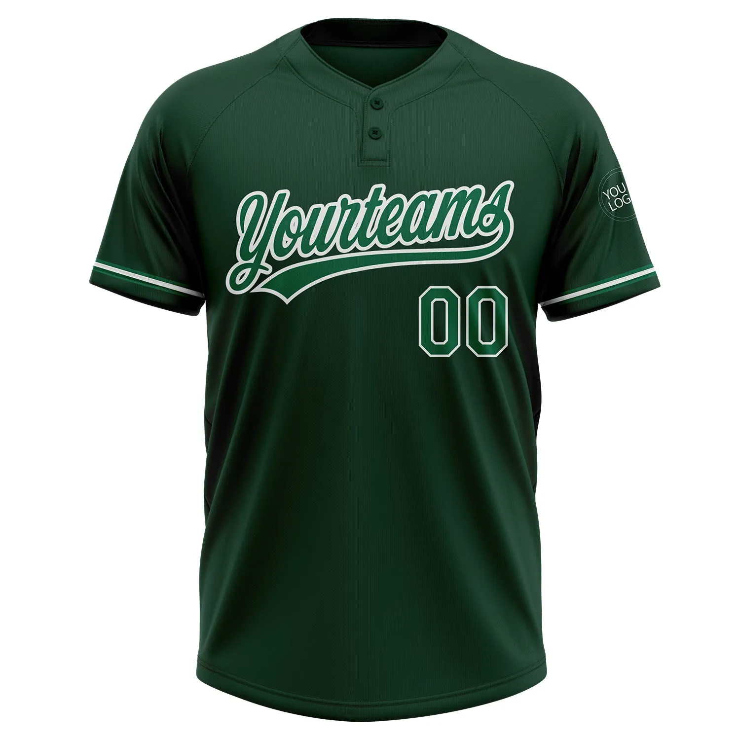 Custom Green Kelly Green-White Two-Button Unisex Softball Jersey FansIdea