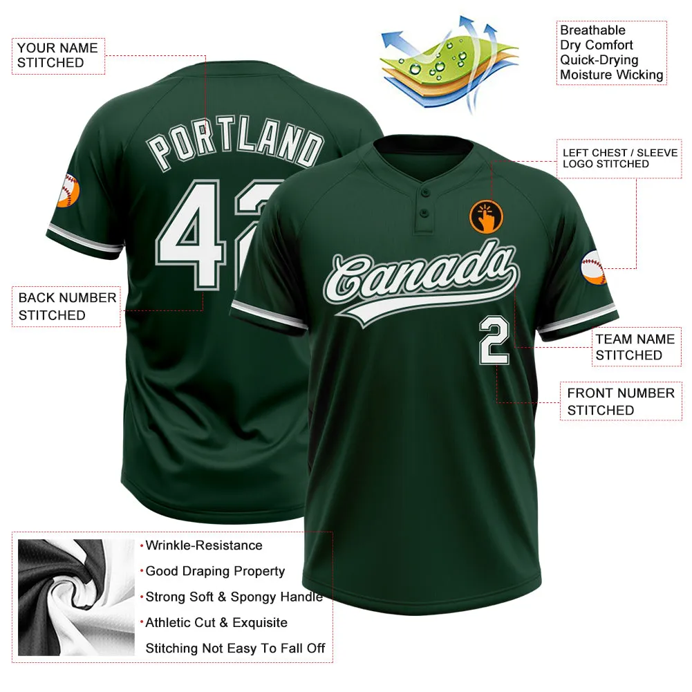 Custom Green White-Gray Two-Button Unisex Softball Jersey FansIdea