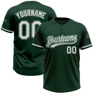 Custom Green White-Gray Two-Button Unisex Softball Jersey FansIdea